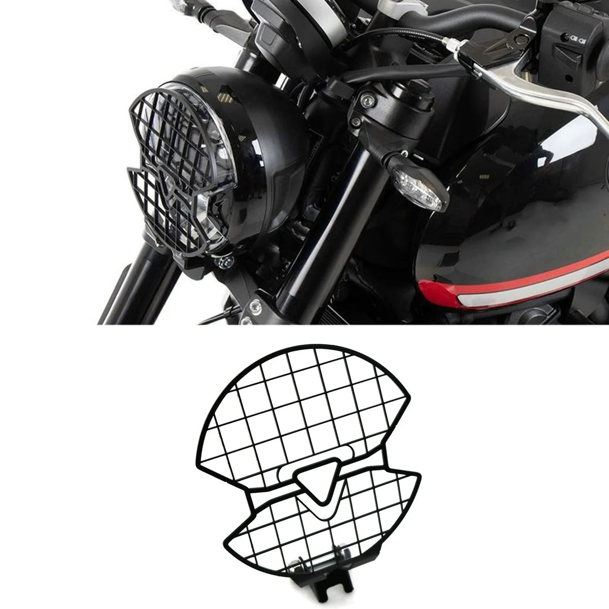 Black mesh headlight protection grille 1