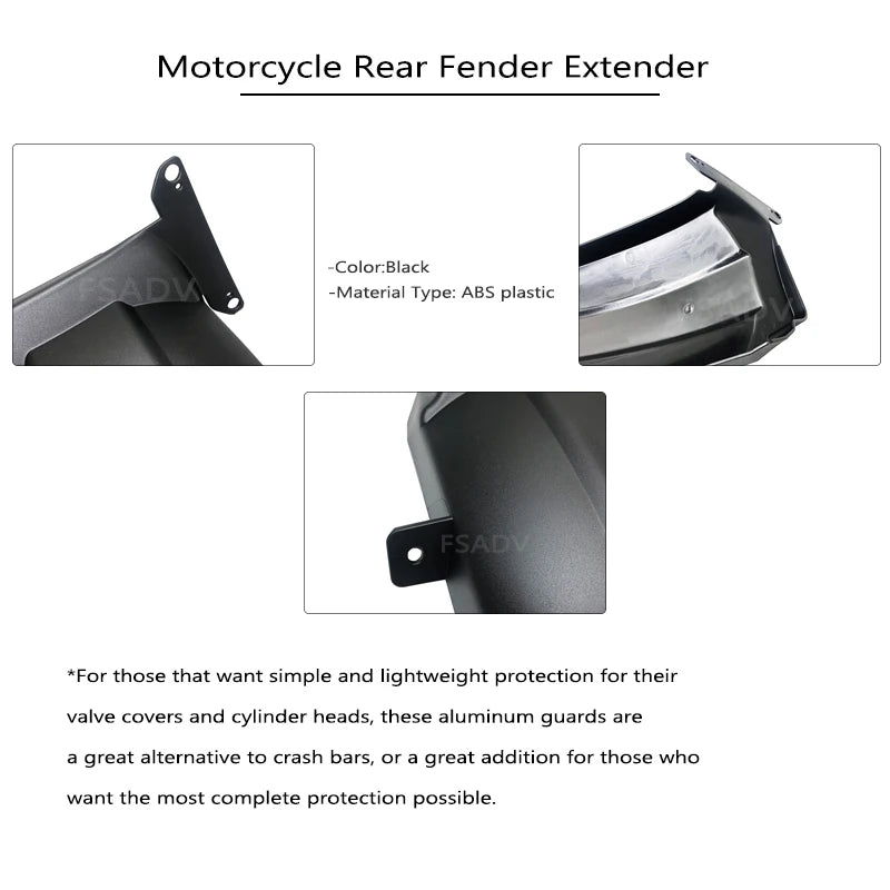 Black rear fender extension splash guard 3