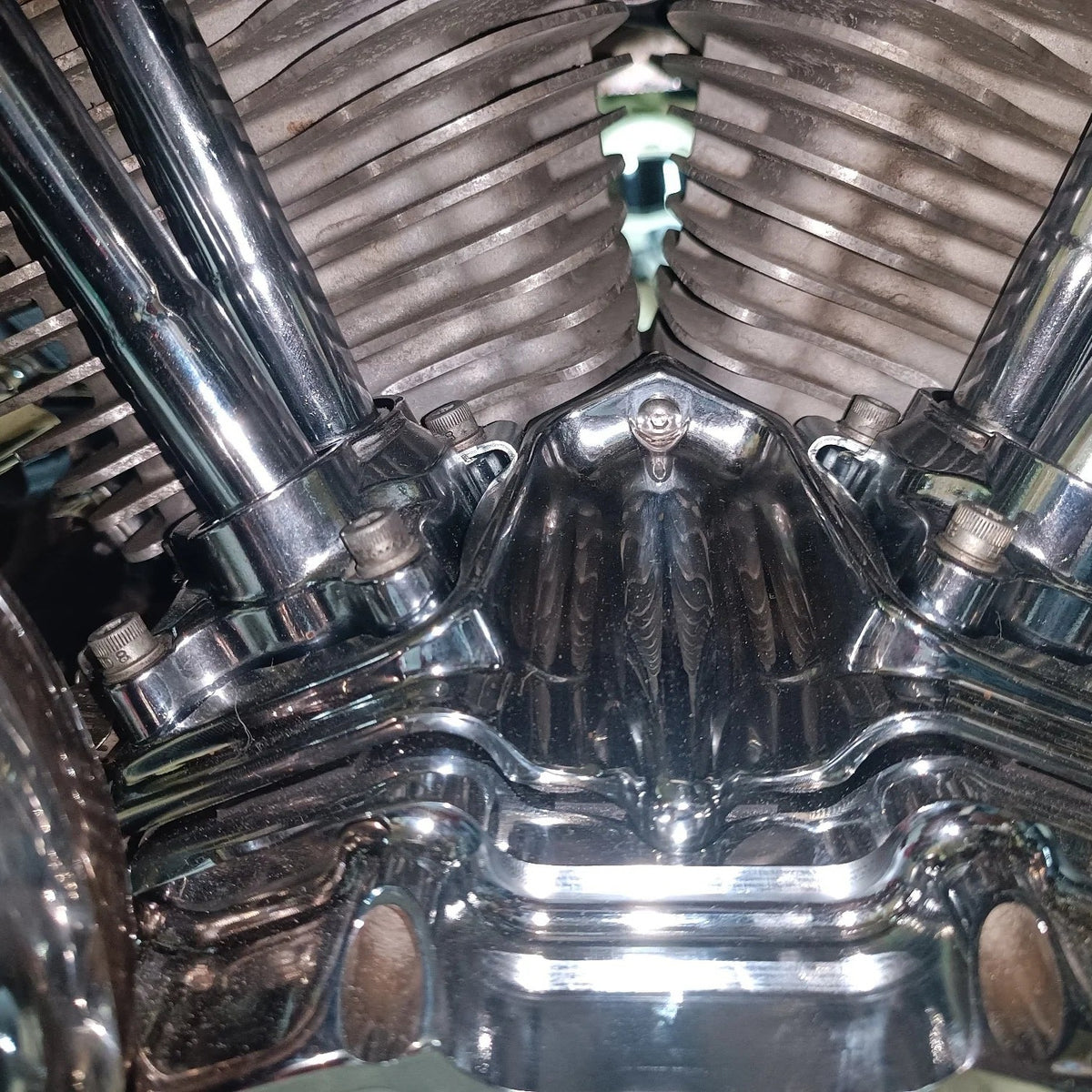 Chrome Tappet Lifter Block Cover For Harley-Davidson Touring & Softail Twin Cam - 2000 to 2016 - installed