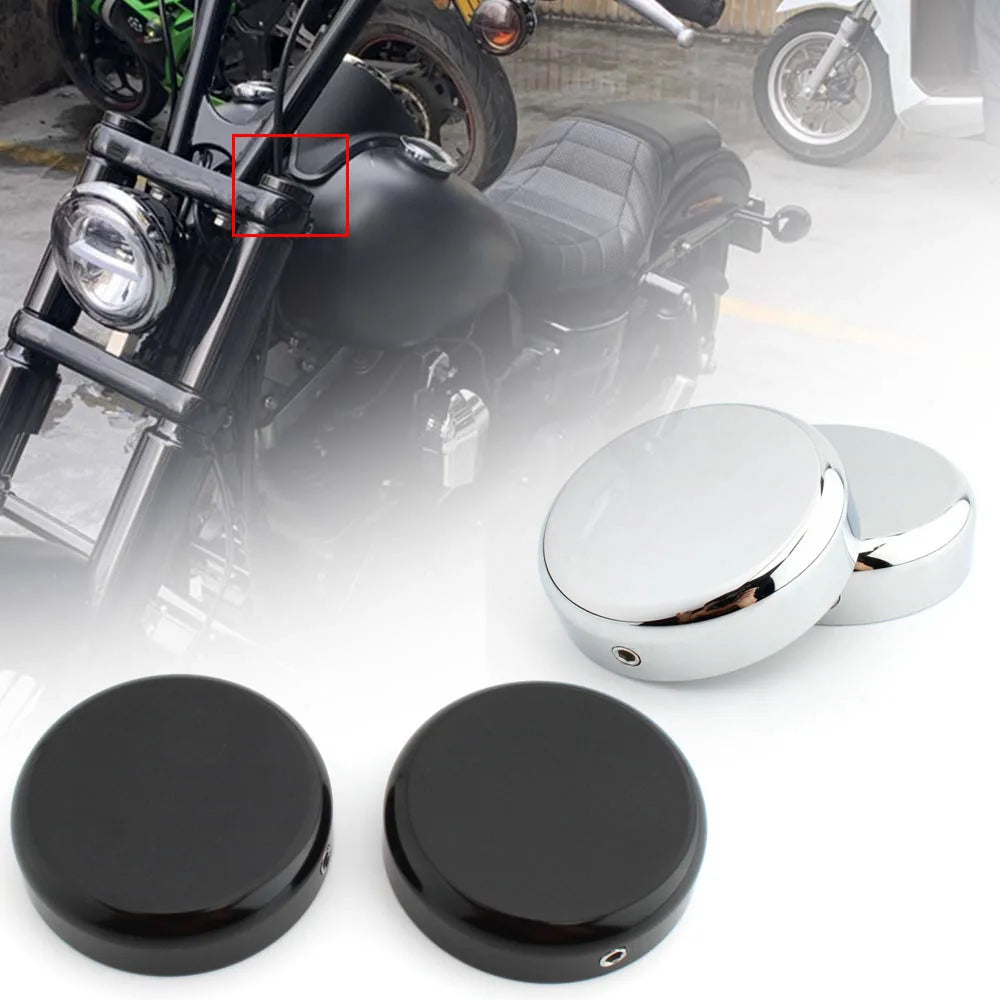 Chrome / Black Upper Fork Caps For Harley-Davidson Softail Street Bob & Breakout
