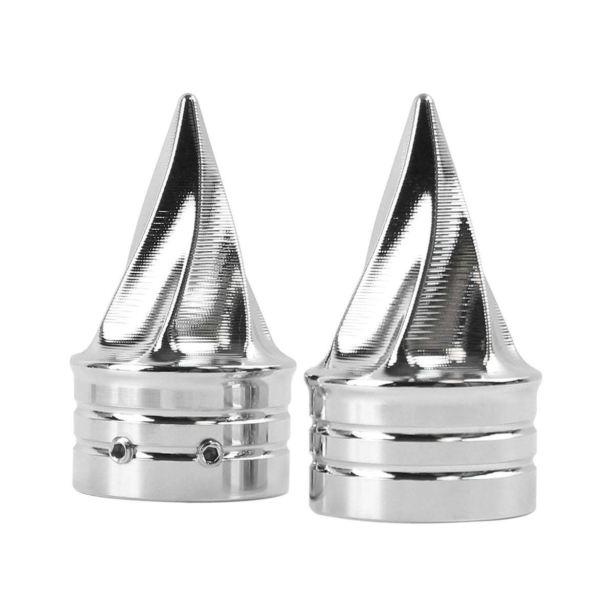 Chrome Twisted Front Axle Nut Covers For Harley-Davidson Touring, Softail, Dyna & Sportster