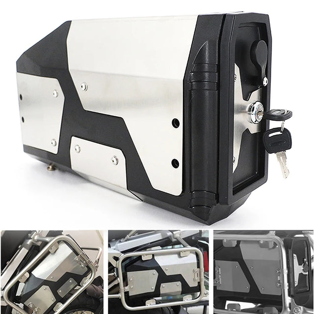 Black metal motorcycle tool storage box 1