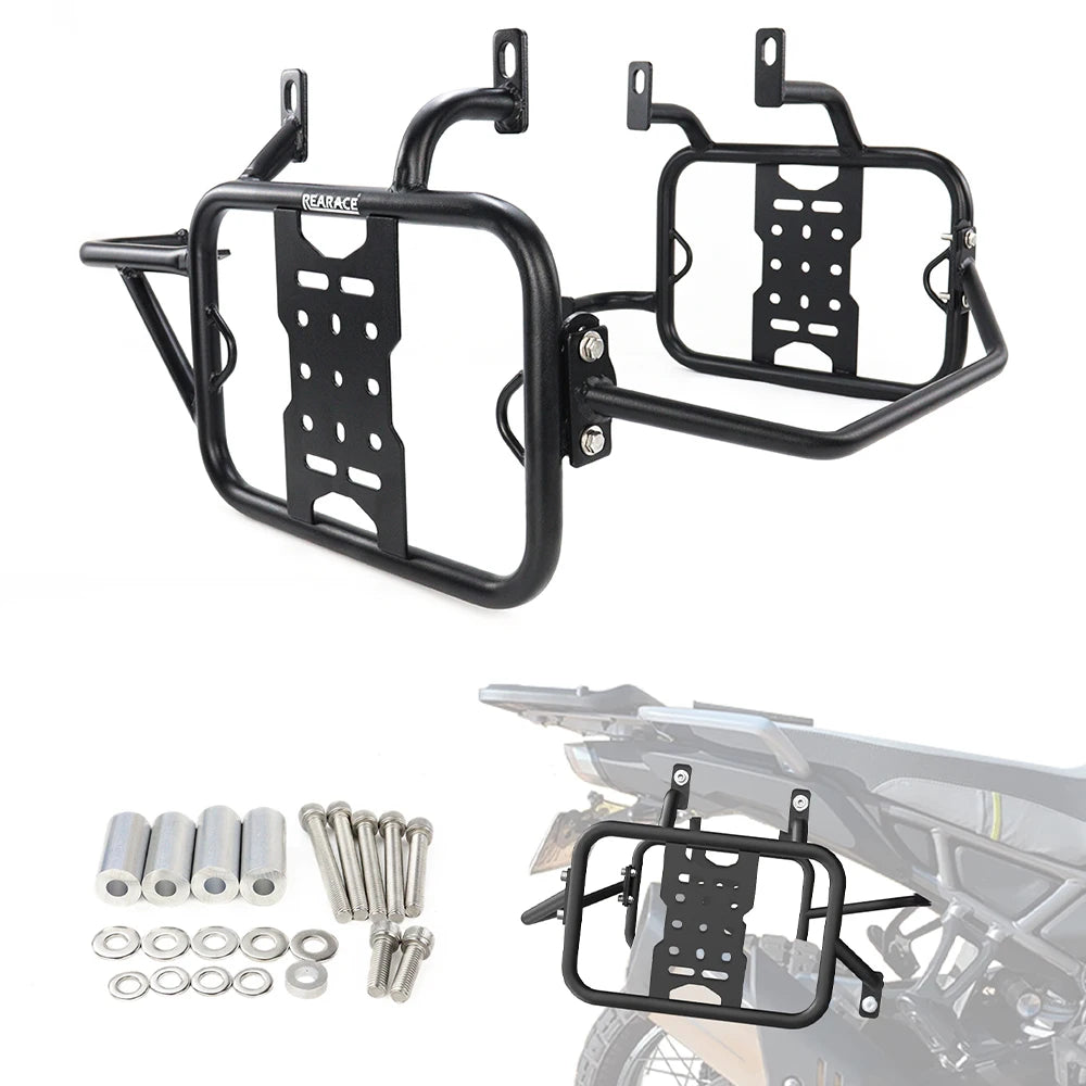 Black metal saddlebag mounting brackets 1