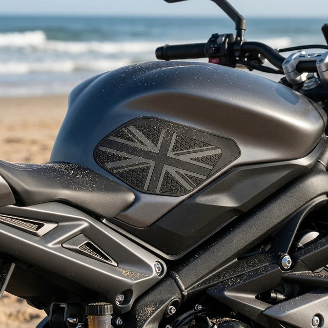 Black tank side protection pads motorcycle 1
