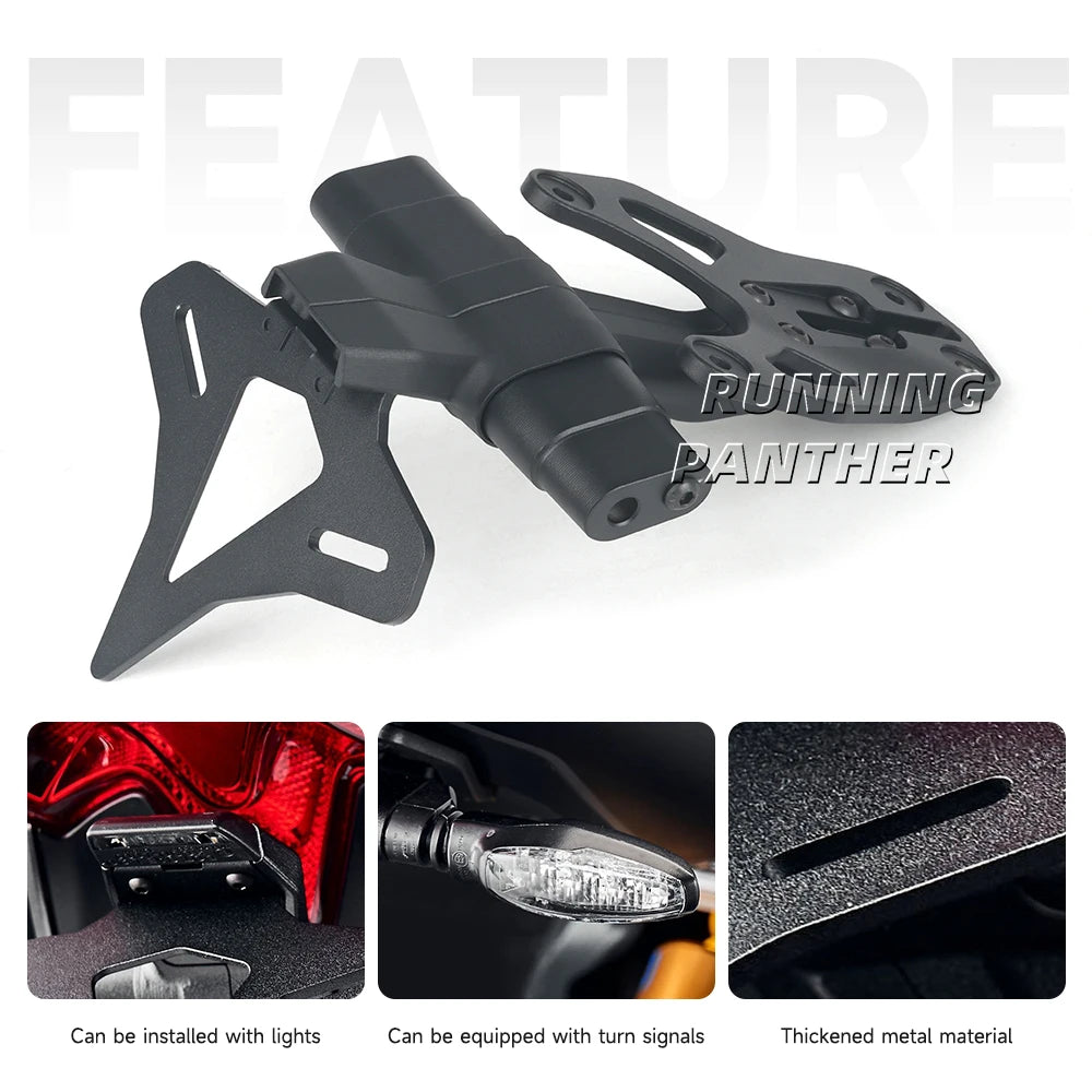 Black license plate support bracket motorcycle 4