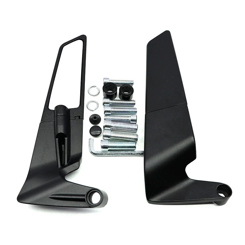 Black stealth wing motorcycle mirrors 4
