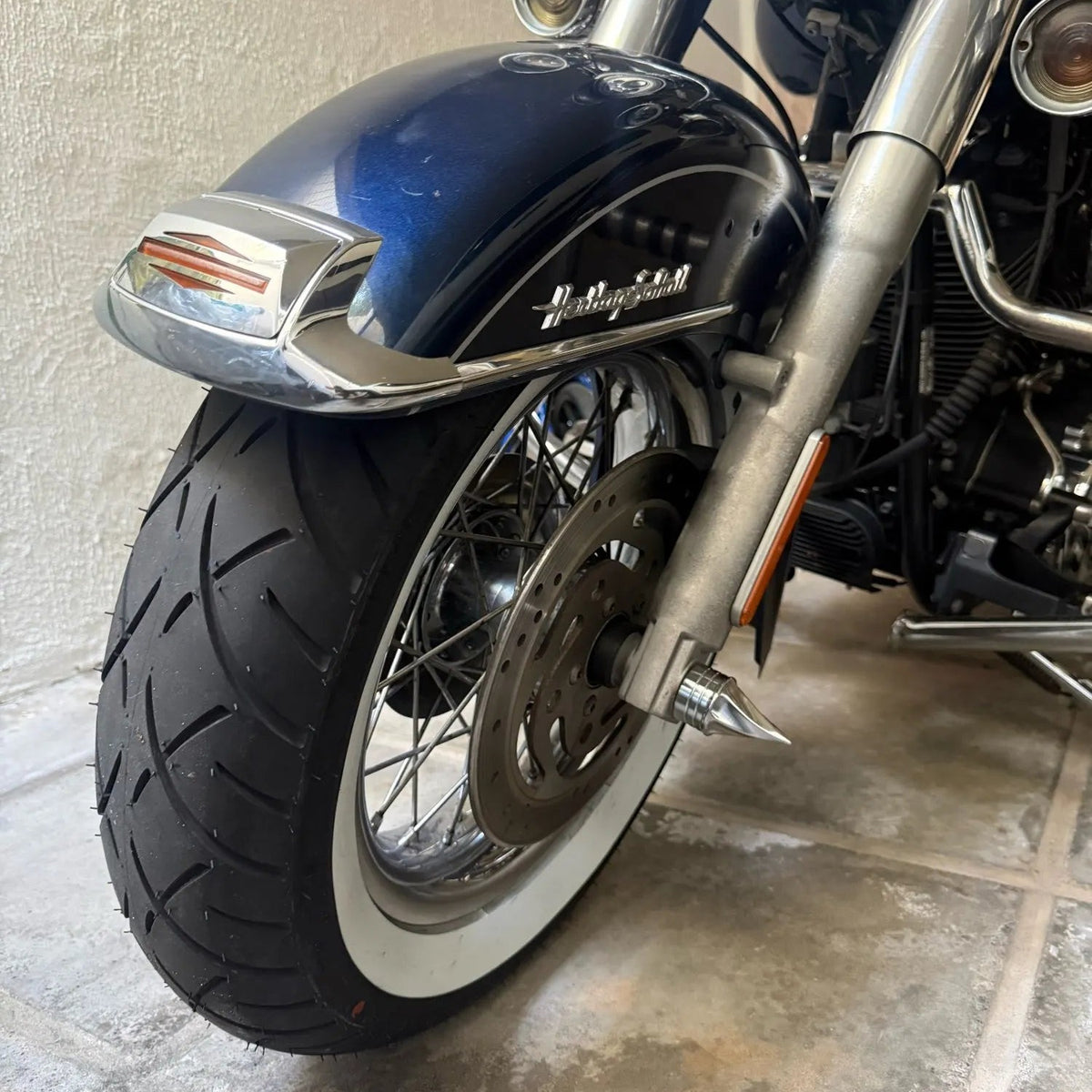 Chrome Twisted Front Axle Nut Covers For Harley-Davidson Touring, Softail, Dyna & Sportster - installed