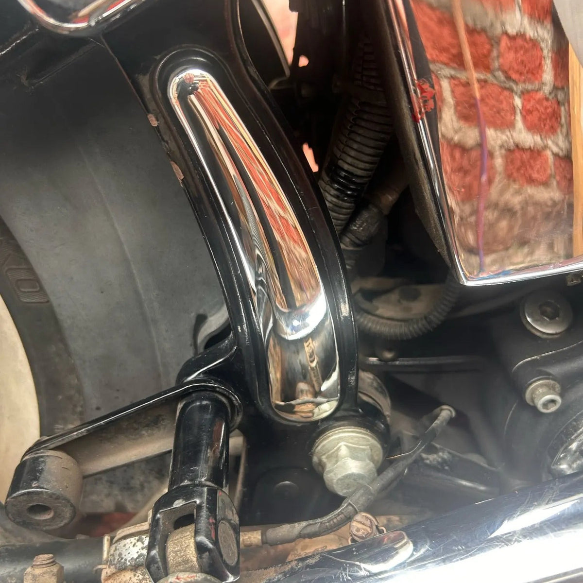 Chrome Swingarm Frame Inserts, Set Of 4, For Harley-Davidson Softail - 2008 to 2017 - installed