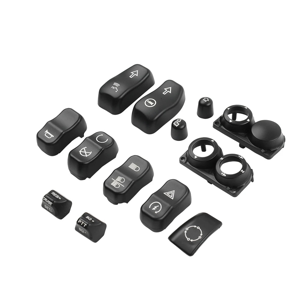 Black Hand Control Switch Caps 13-Piece Set For Harley-Davidson Touring - 2014 to 2024