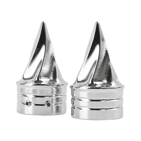 Chrome Twisted Front Axle Nut Covers For Harley-Davidson Touring, Softail, Dyna & Sportster