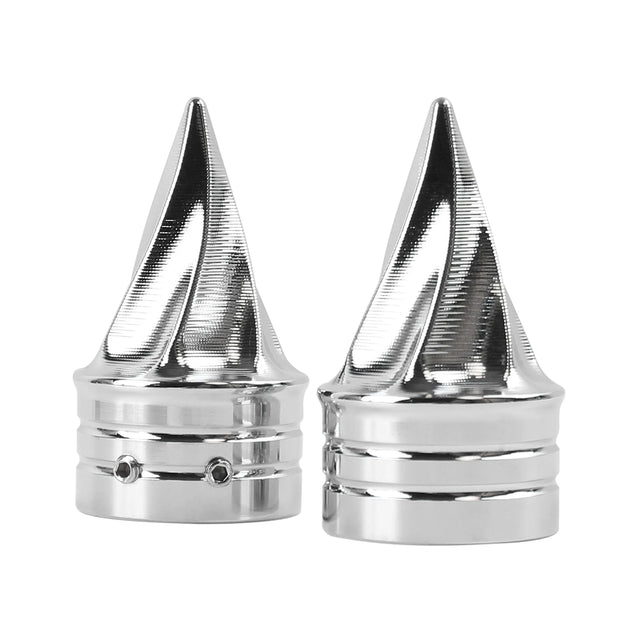 Chrome Twisted Front Axle Nut Covers For Harley-Davidson Touring, Softail, Dyna & Sportster