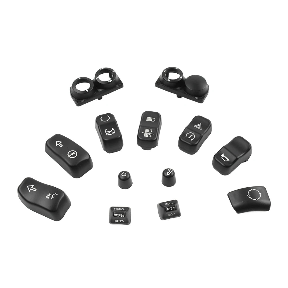 Black Hand Control Switch Caps 13-Piece Set For Harley-Davidson Touring - 2014 to 2024