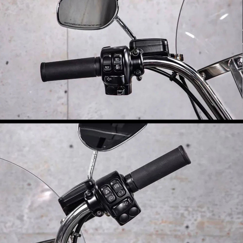 Schwarze Schalterkappen-Set 6-teilig für Harley-Davidson Sportster / Dyna / Softail / Road King / V-Rod - 2014 bis 2018