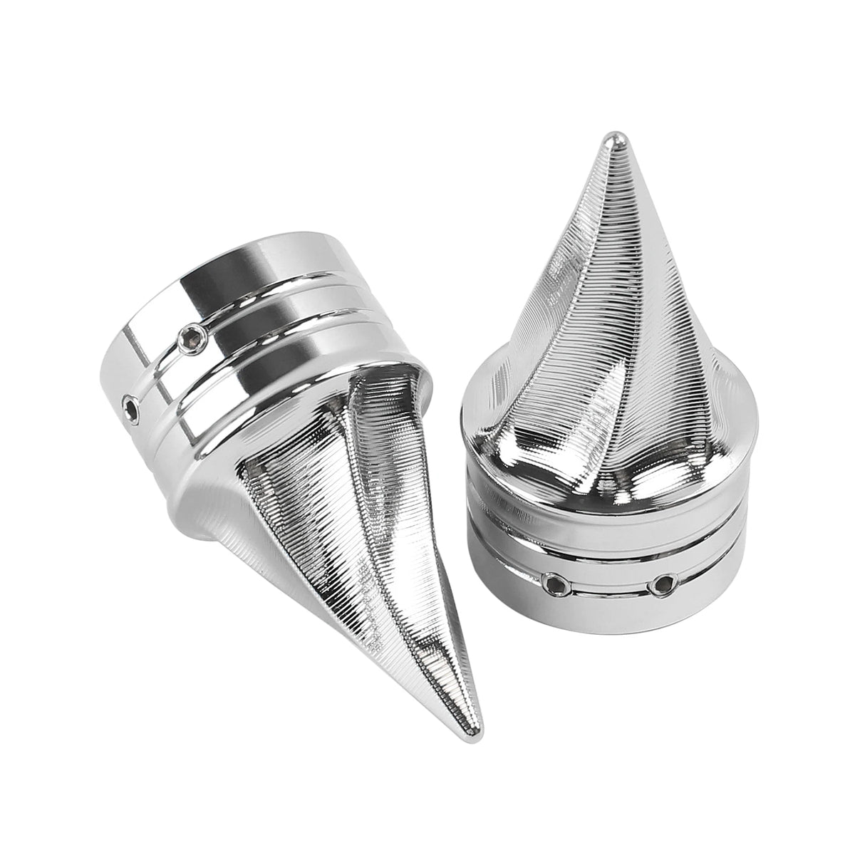 Chrome Twisted Front Axle Nut Covers For Harley-Davidson Touring, Softail, Dyna & Sportster