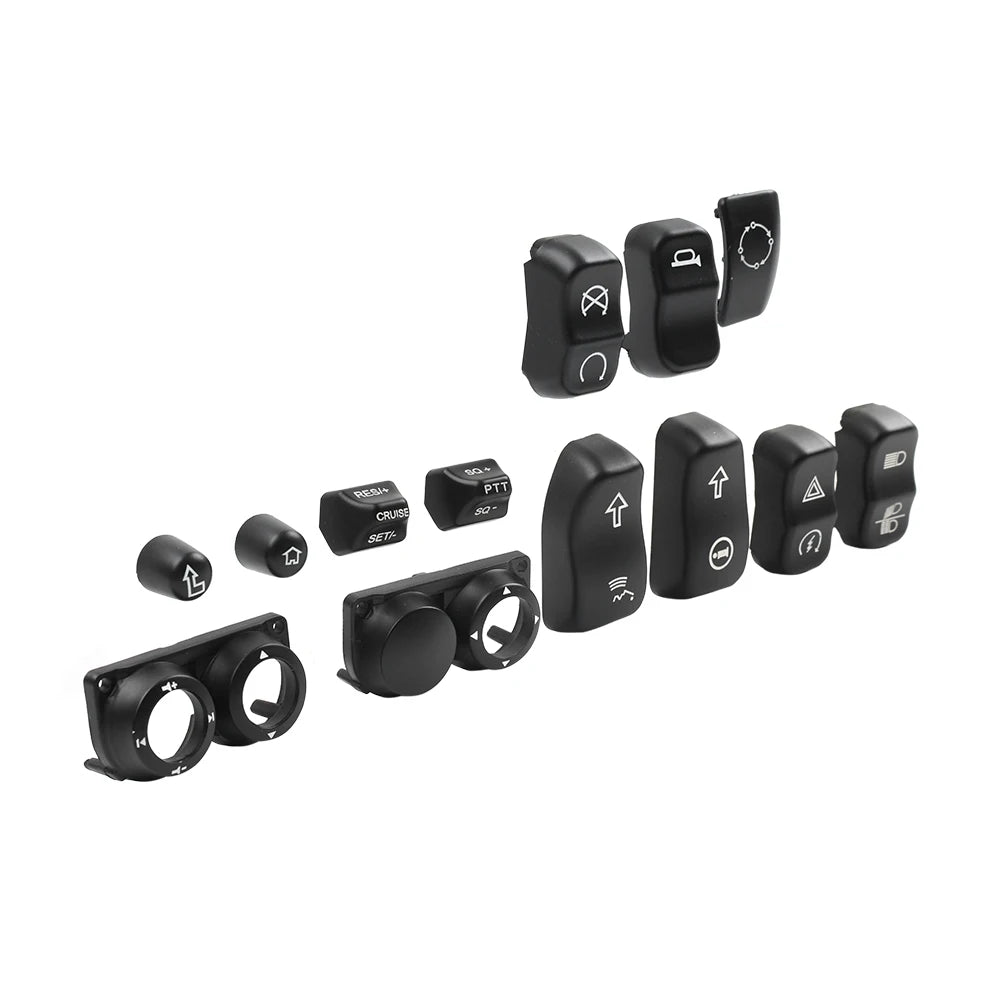 Black Hand Control Switch Caps 13-Piece Set For Harley-Davidson Touring - 2014 to 2024